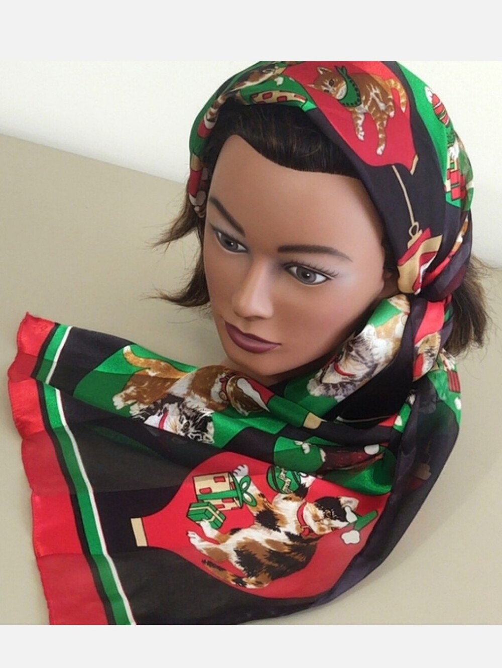 Christmas Kitten Satin Scarf